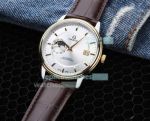 Replica Omega Watch Silver Dial Yellow Gold Bezel Brown Leather Strap 39mm